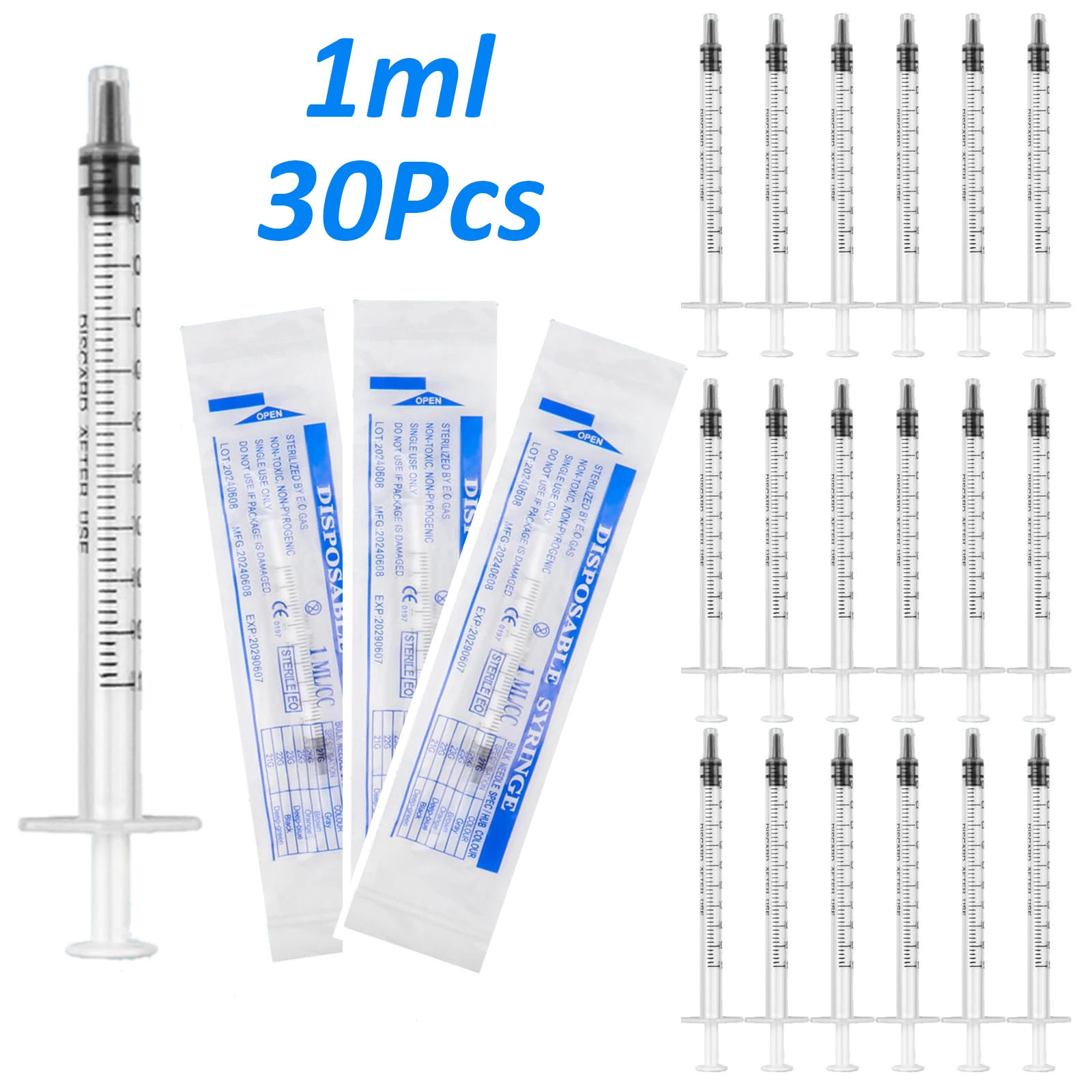 Big Save 30PCS 1ml injector Sterile for Liquid Measuring- Plastic 1cc Syringe , Individually Packed Syringes for Labs,Pets