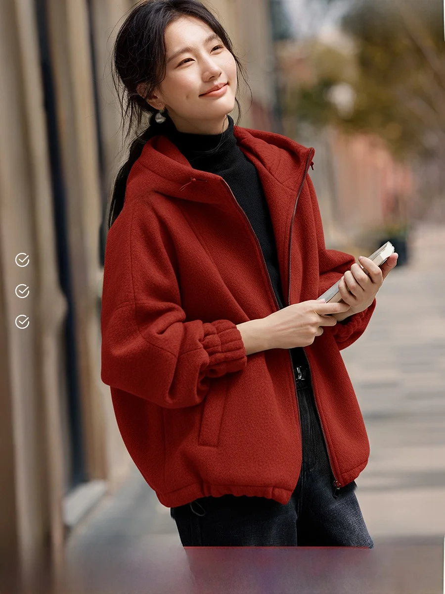 

XWI Повседневная женская зимняя куртка с капюшоном, новый утягивающий возрастной топ из смеси полиэстера и вискозы, теплая длинная молния-молвка Cl...