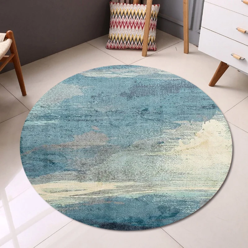 Marble Area Rug Abstract Distressed Felt NonSlip Carpet For Living Room Bedroom Bedside Blue Grey Modern Nordic Floor Mat