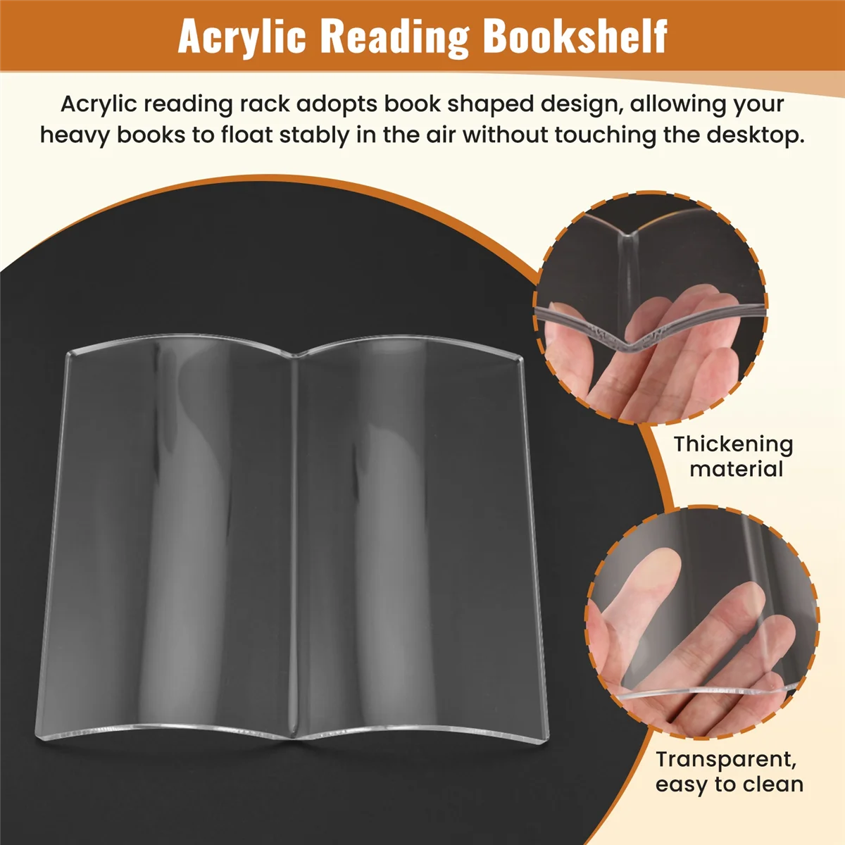 A62X Book Shaped Stand Acrylic Transparent Book Display Shelf Home Art Decoration Desktop Magazines Recipe Storage Shelf