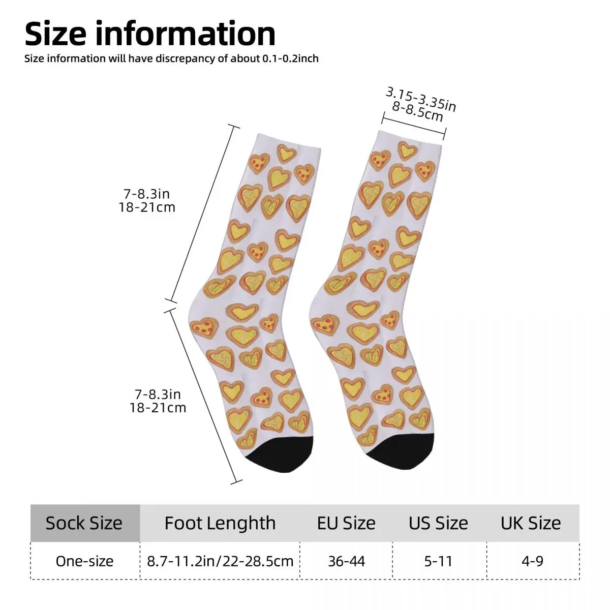 Calcetines de pizza con corazón de amor, medias absorbentes de sudor Harajuku, calcetines largos para todas las estaciones, accesorios para regalos de navidad Unisex