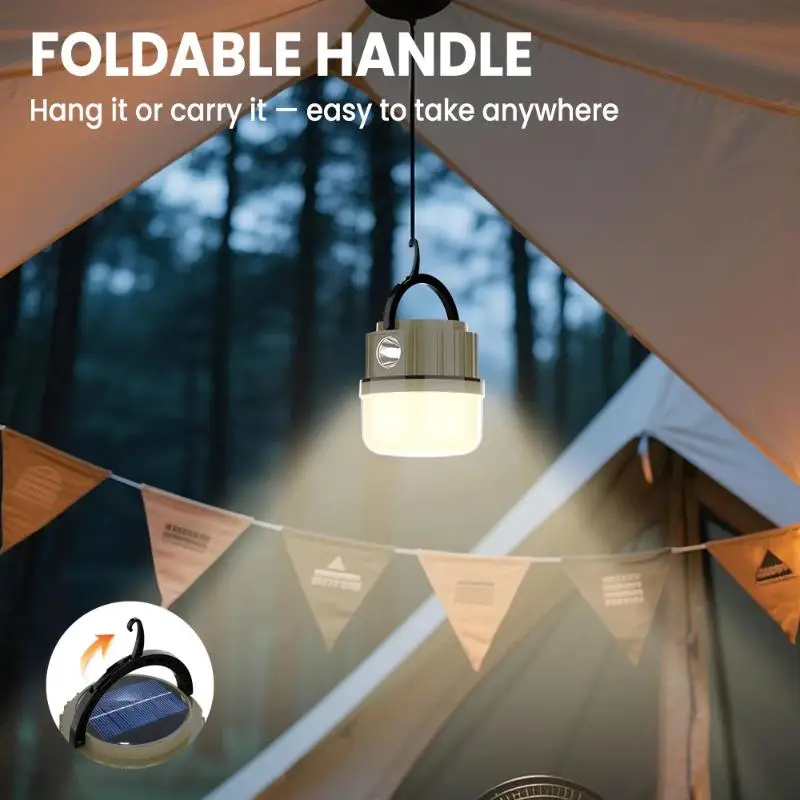 

Солнечная лампа для кемпинга 2400 мАч, перезаряжаемая светодиодная IPX5, водонепроницаемая портативная аварийная лампа, уличный многофункциональный светильник для кемпинга