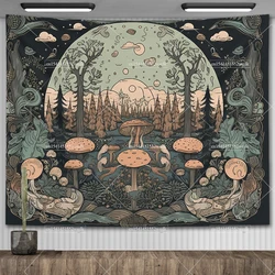 Mushroom Tapestry Botanical Bohemian Flowers Tapestrys Spiritual Room Decor Aesthetic Party Backdrops Bedroom Yoga Blankets