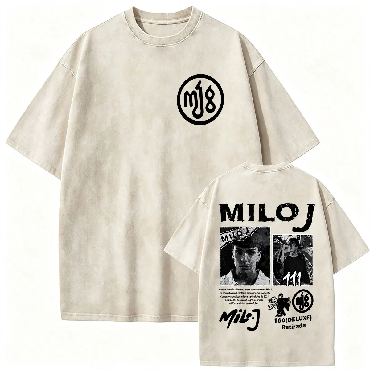 Rapper Milo J 166 Album 2026 Vintage Washed Graphic T Shirt Men's Hip Hop Loose Short Sleeve T-shirt Man Gothic Clothing Tshirts