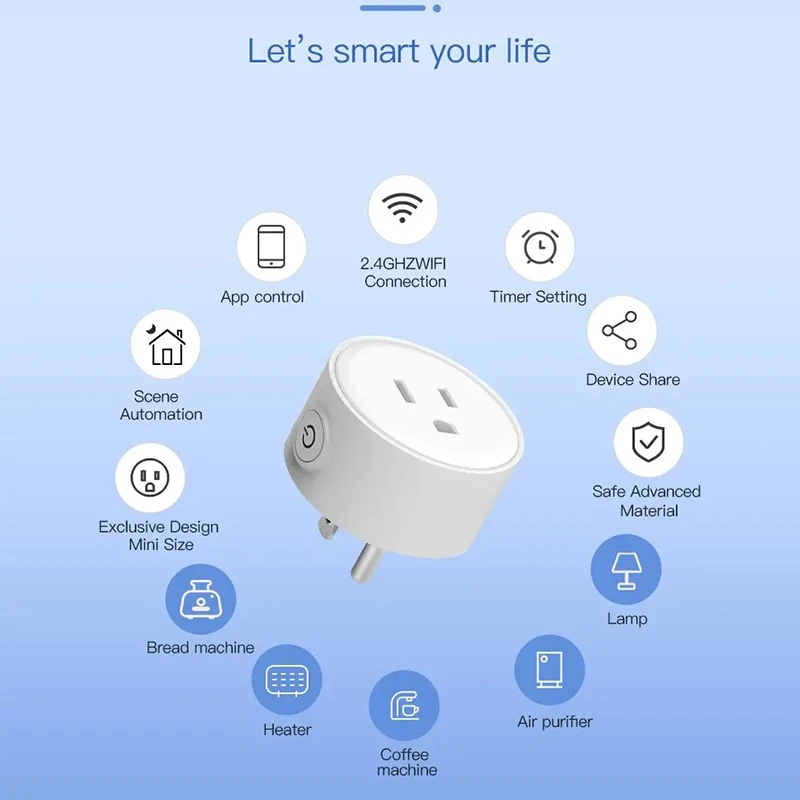 WiFi Smart Socket Plug With Power Monitoring Timing 20A US Plug Smart Home Switch Voice Control Work with Alexa Google Home