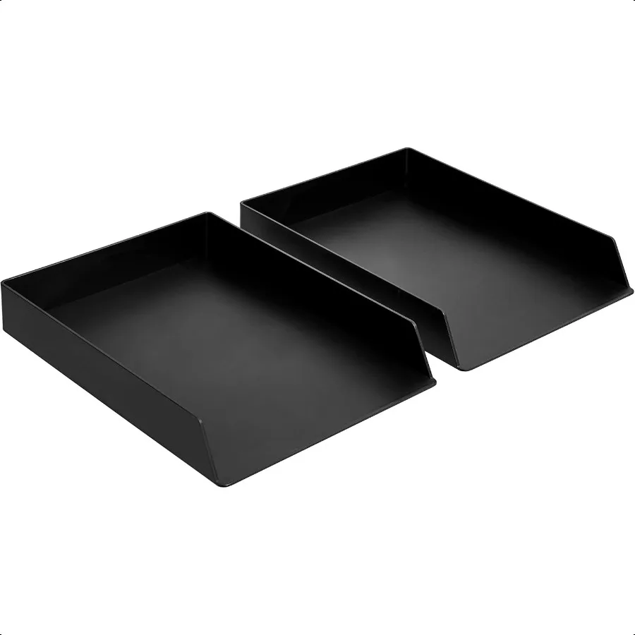 

Rectangular Plastic Desk Organizer letter size Tray 2Pack 9.7 x 2.2 x 13 inches Black