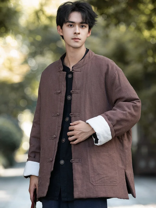 

Мужская зимняя хлопковая куртка с длинным рукавом в стиле ретро, в стиле Тан, больших размеров, теплая, повседневная, молодежная, цветная