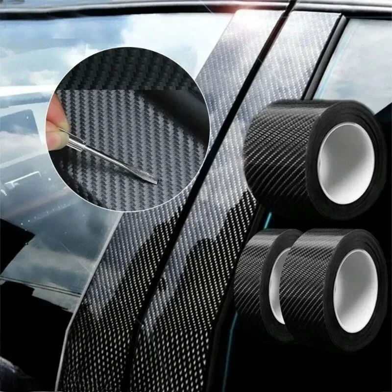 DIY 탄소 섬유 테이프 스티커 자동차 3D 나노 블랙 자동차 도어 엣지 가드 측면 방수 장식 접착 보호 필름 테이프