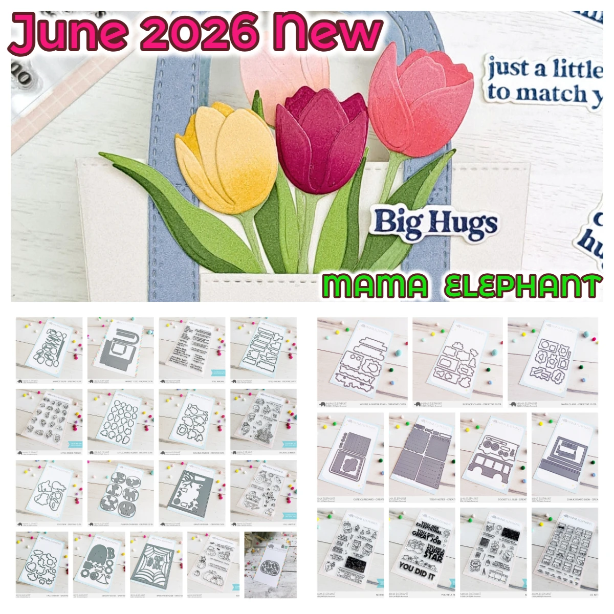 

Mama Elephant June 2026 New You Arewonderful in Every Metal Cutting Dies Stamp Handmade DIY Scrapbooking Card Diary Decoration