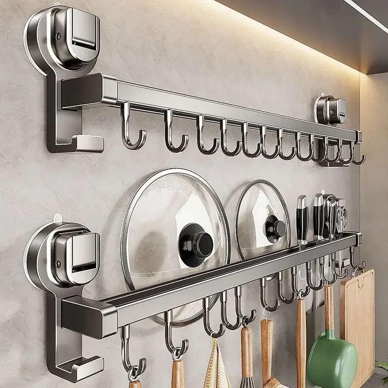 Kitchen Organizer Hooks Suction Cup Utensil Shelf Cutting Board Spoon Lid Storage Rack Dishcloth Holder Kitchen Accessories