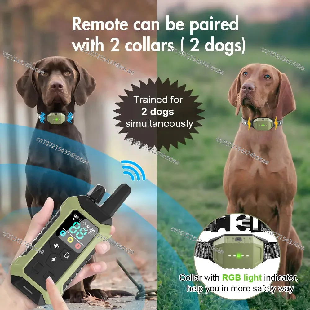 

900 meters two-way chip color screen display 99-level adjustable audio vibration IP67 waterproof dog trainer