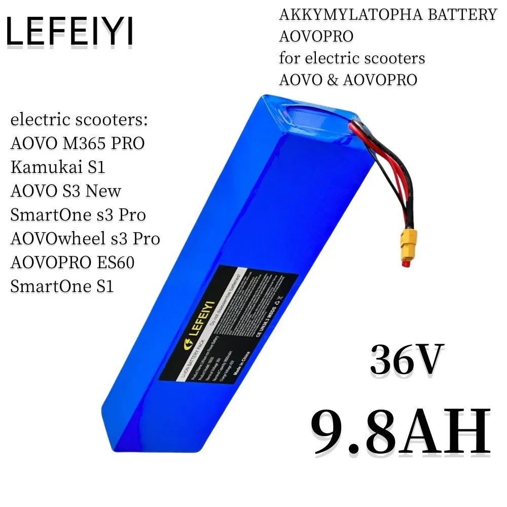 36V 9.8AH 18650 10S3P for AOVO AOVOPRO M365PRO Kugoo S1 Jintech electric scooter lithium battery