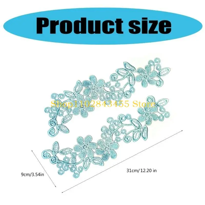49MC 2lots Polyester Lace Appliques Clothing Flower Embroidered Sewing Patches for Garment Decoration