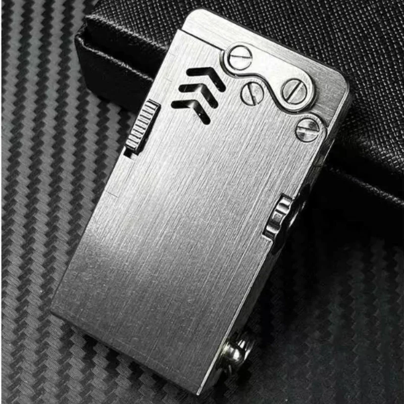 NEW Handmade Brass Mechanical Automatic Ignition Gasoline Lighter and Titanium Alloy Material Gift Box