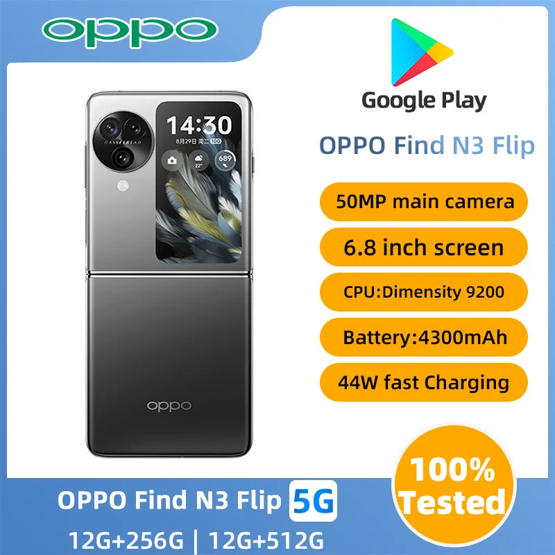 OPPO Find N3 Flip Smartphone 6.8Inch 120HZ  Dimensity 9200 4300mAh Battery NFC Google Play Store Cell Phone OTG used phone