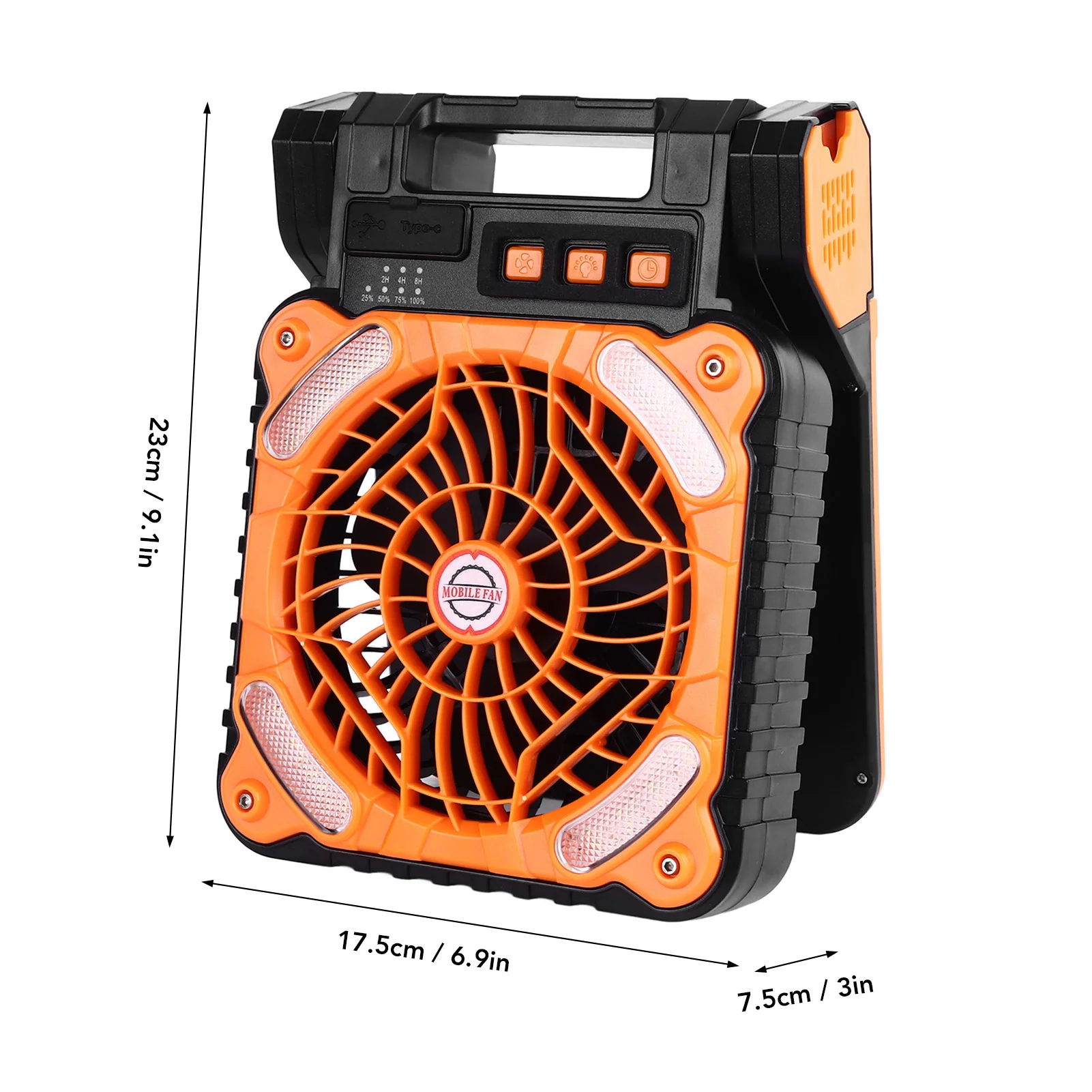 Solar Fan LED Solar Powered Fan Timer 4 Speed Adjustable Brushless Motor Solar Camping Fan Type C Charging for Fishing Outdoor