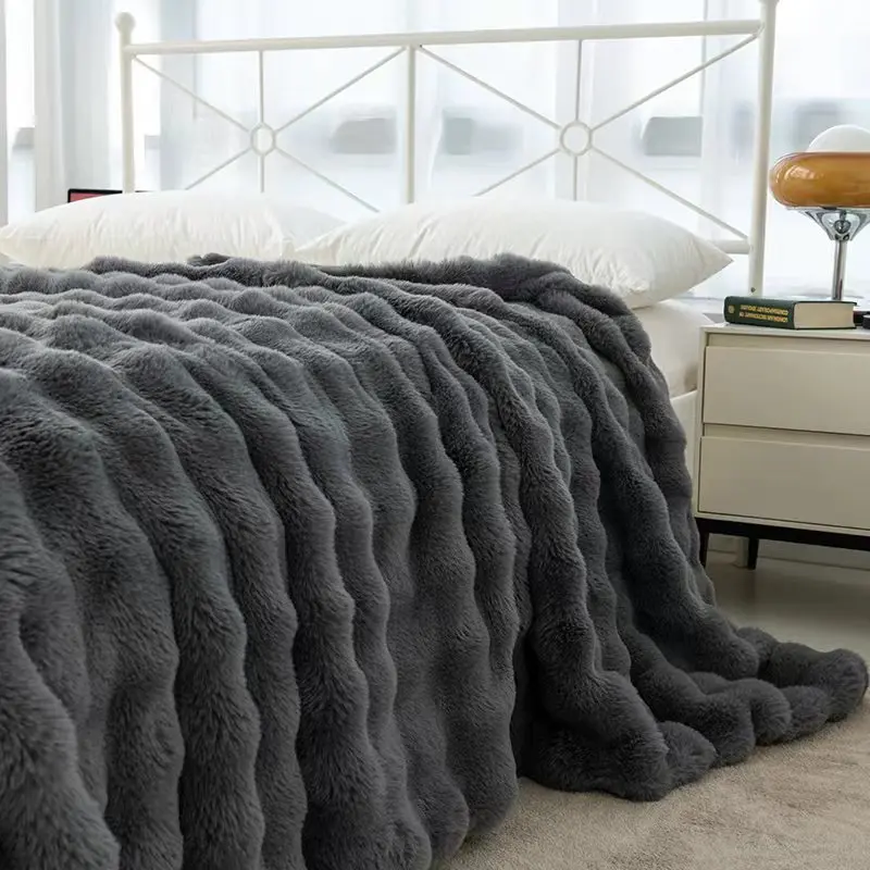 

Ins Faux Rabbit Fleece Blankets Fluffy Soft Warm Throw Blanket Nap Blanket for Couch Sofa Office Bed Rabbit Fur Plush Blanket