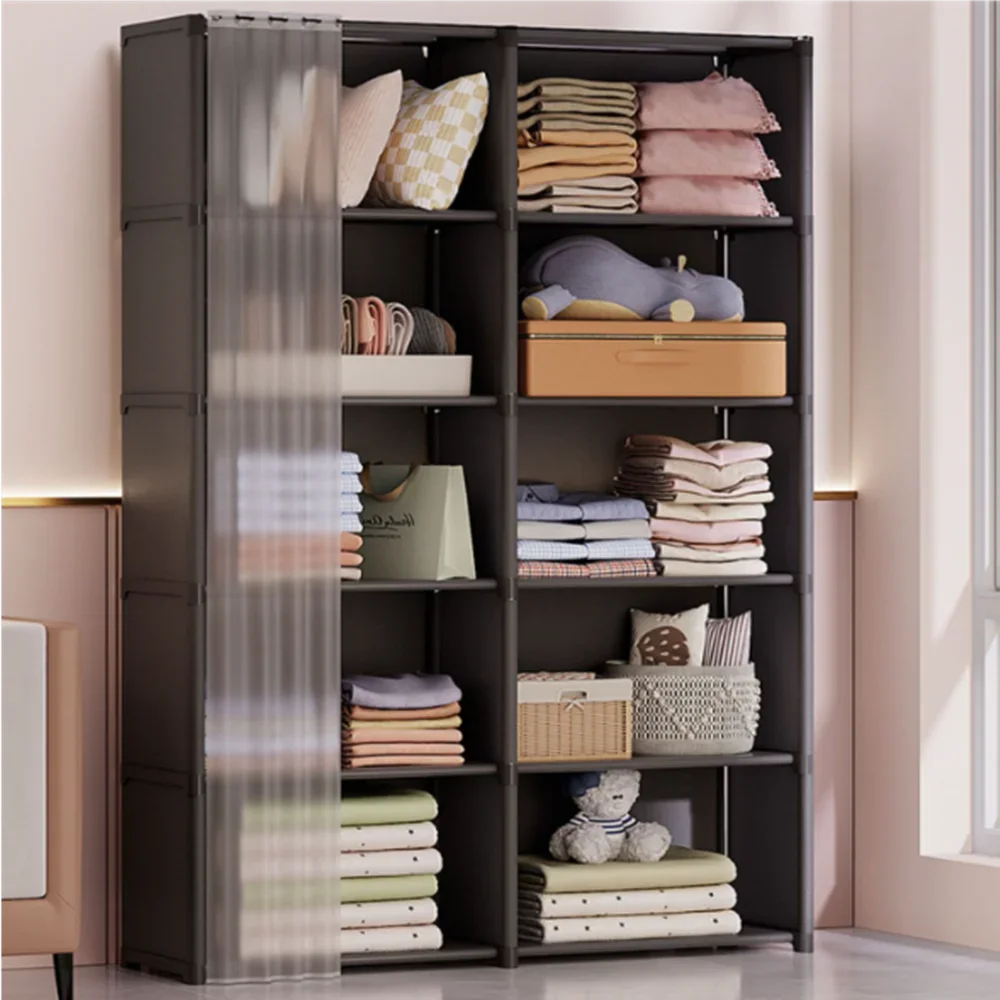 

Simple Wardrobe Large Capacity Household Dust-proof Organizing and Storage Artifact Multi Layer Book and Clothing Storage Rack