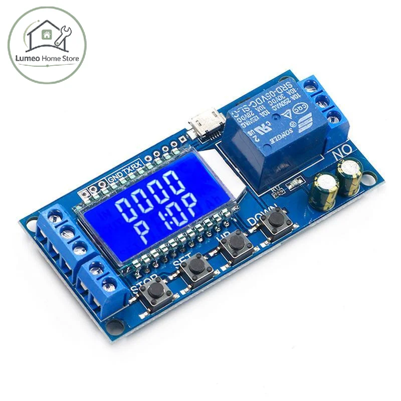 High Precision Time Delay Relay Module 6-30V Micro USB Digital LCD Display Timer Switch for Lab Experiments