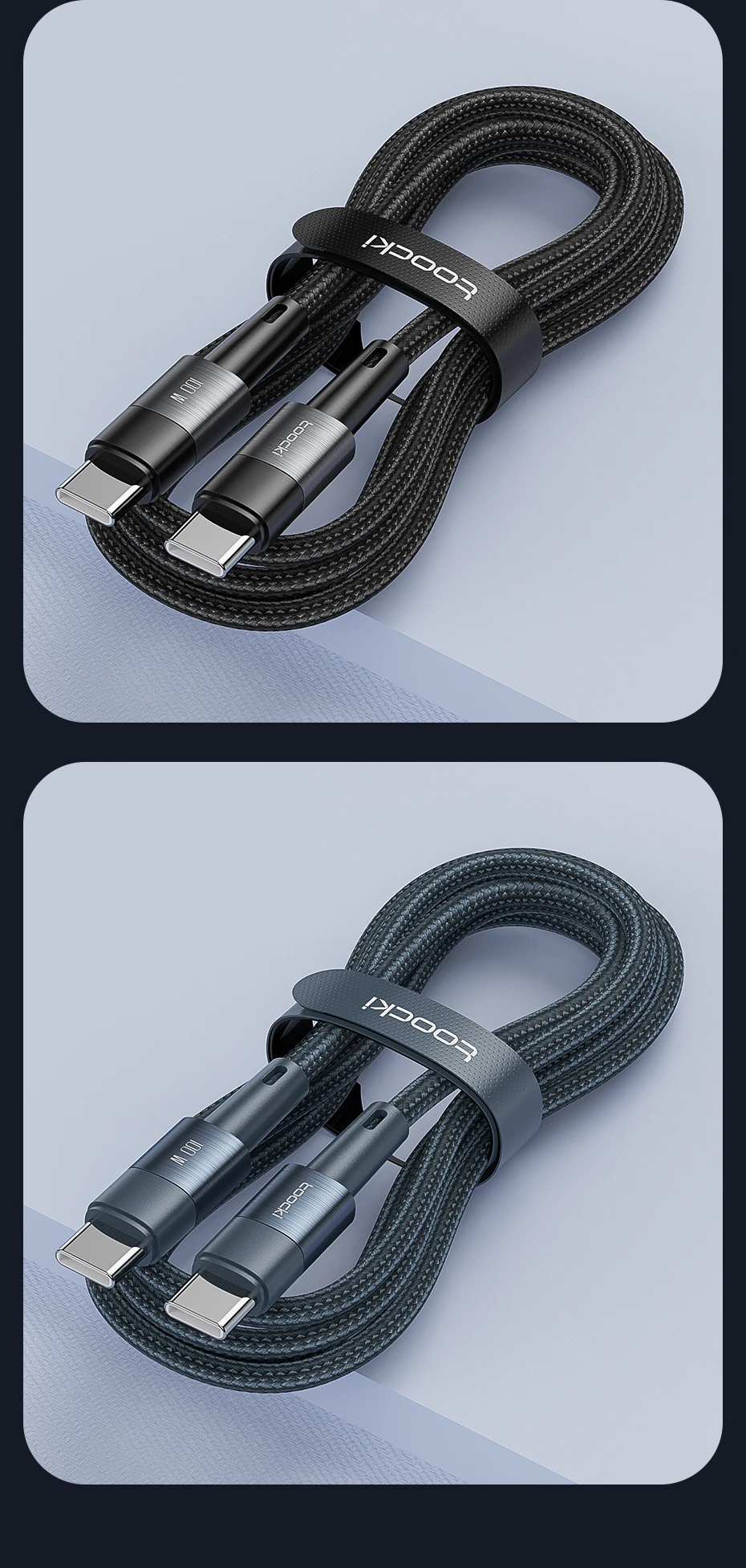 Toocki PD 100W Typ-C-zu-Typ-C-Kabel 5A Schnellladekabel USB-C-zu-USB-C-Kabel für iPhone 15 16 Huawei Mate 80 Honor Samsung Xiaomi – Detail 12