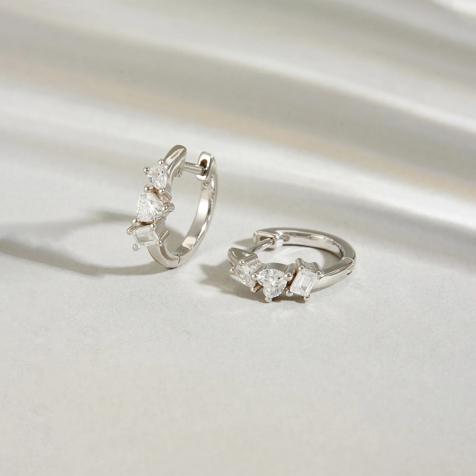 VEWANT Women 925 Sterling Silver Pear Heart Rectangle CZ Zircon Hoop Earrings Luxury Anniversary Fine Party Jewelry Gift