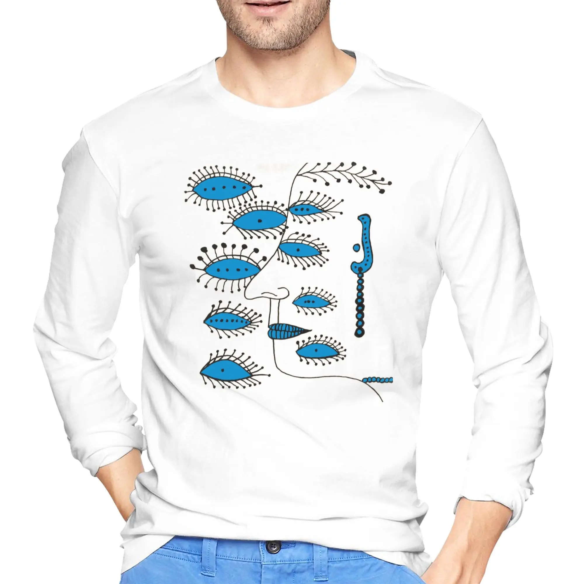

Yayoi Kusama Abstract Painting Men's Long Sleeved T-shirt Fashion Round Neck T shirts Spring and Autumn Men tops