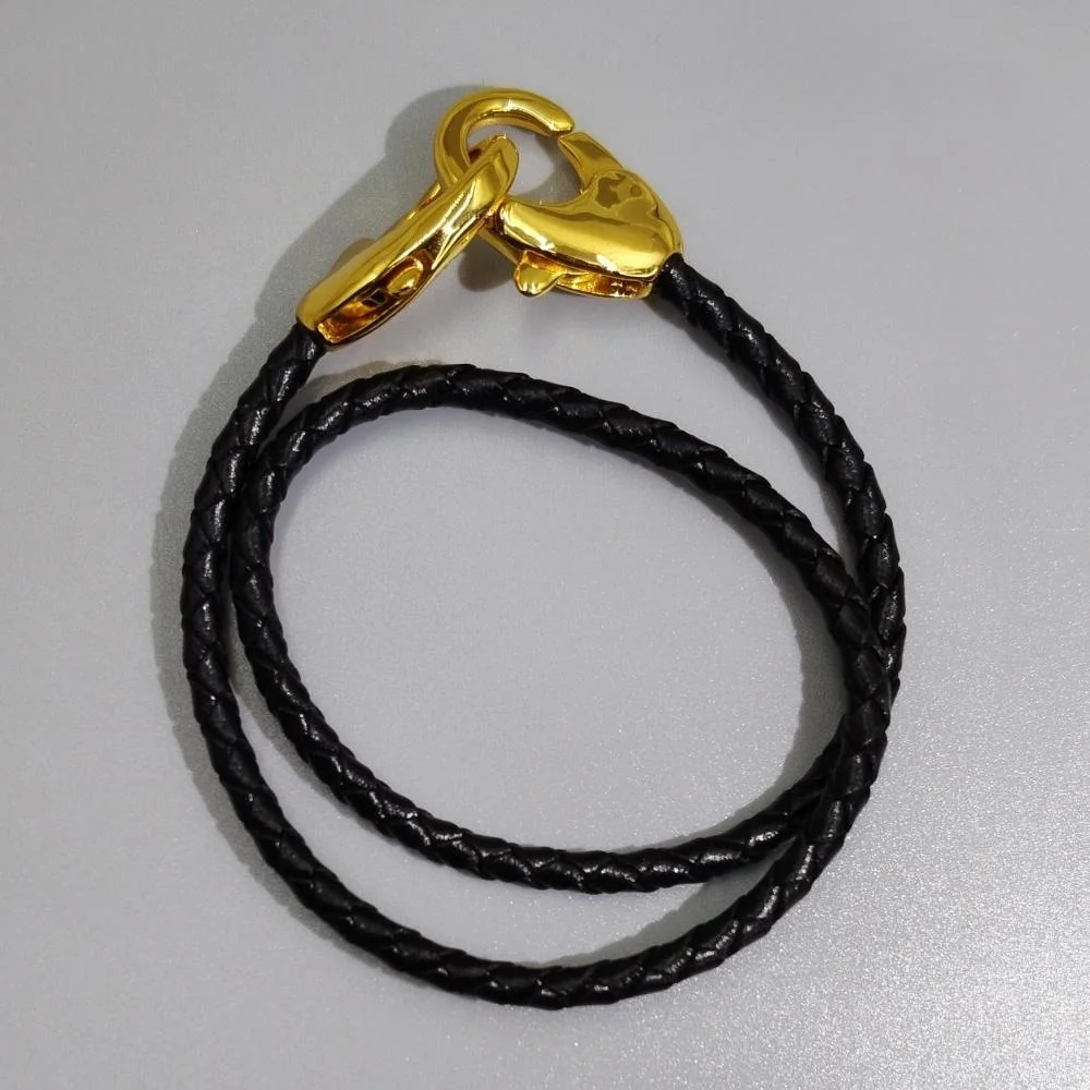 Braided leather cord bracelet, double layer evil eye crystal bead chain bracelet, fashionable jewelry for women