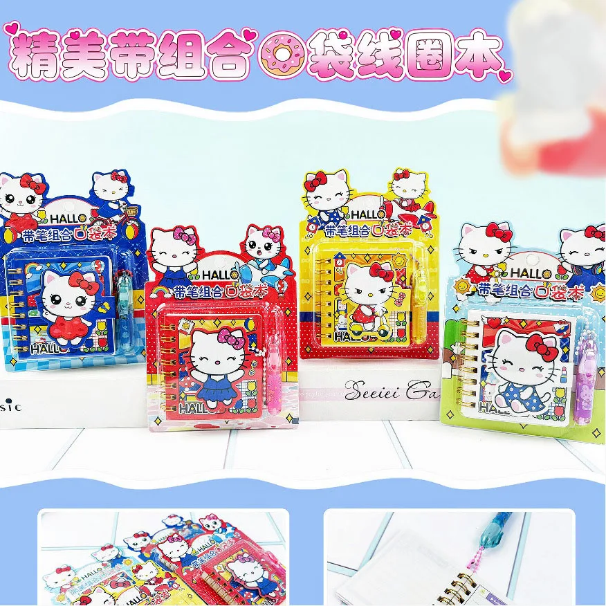 New Hello Kitty Kawaii Cute Cartoon Girl Heart Glue Cover Notebook Manual Set Creative Peripheral Portable Mini