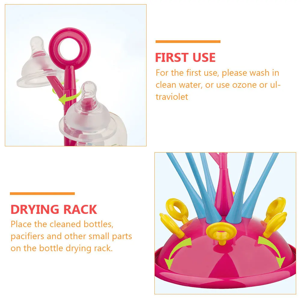 

1Pcs Baby Bottle Drying Rack Plastic Feeding Bottles Holder Scratch Resistant Detachable Branches Water Storage Base Baby Bottle