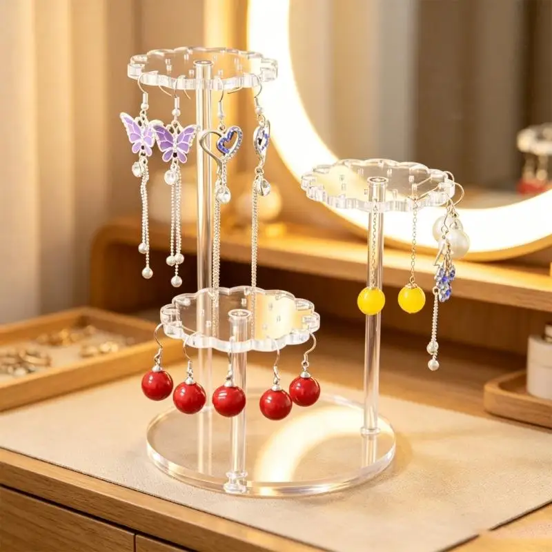 

3 Tiers Acrylic Jewelry Display Stand For Necklaces Earrings And Bracelets Elegant Organizers B03E