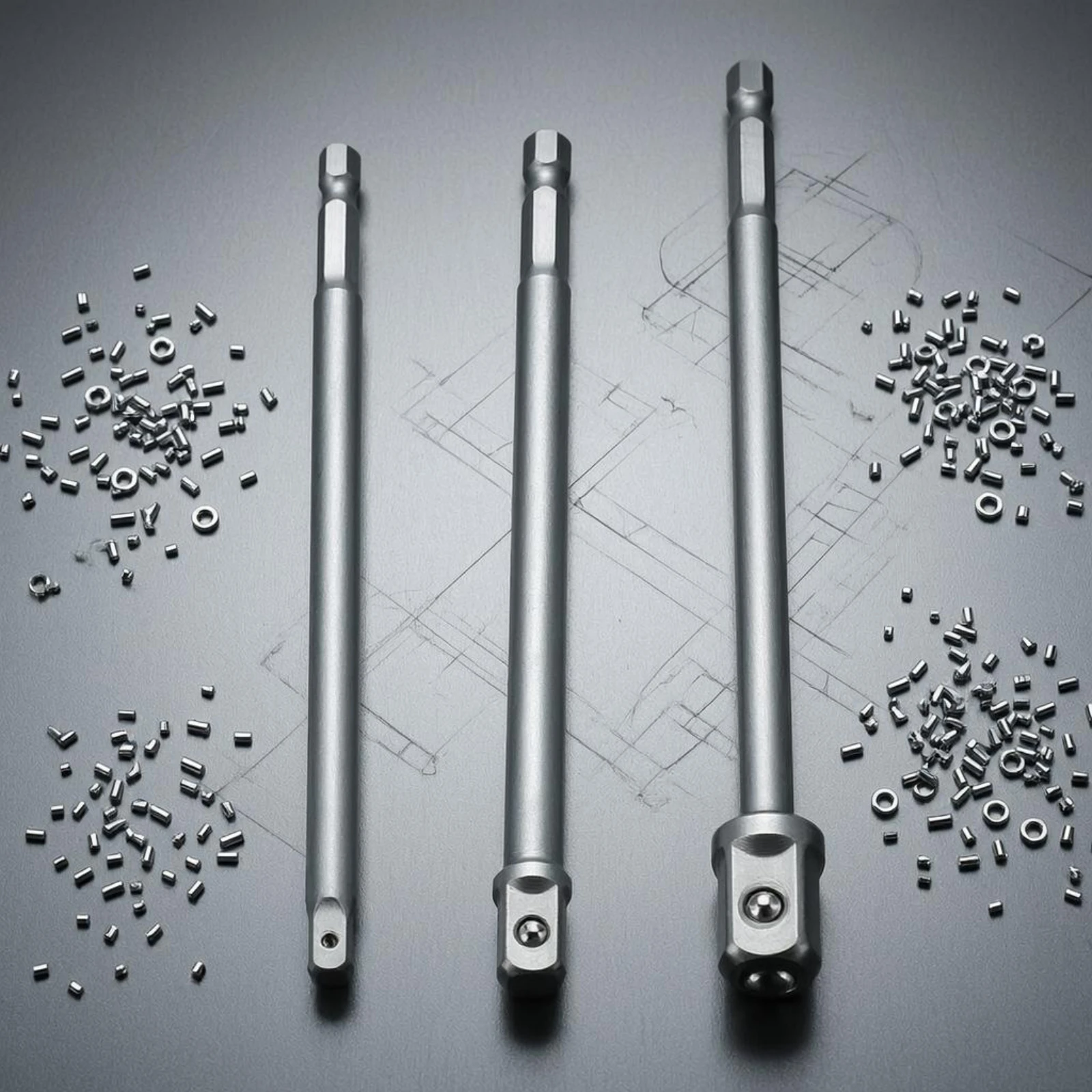 3 Pieces Hex to Square Adapter 150 Mm Socket Adapter Set Tool Accessory Long-Lasting Corrosion Resistant view 3