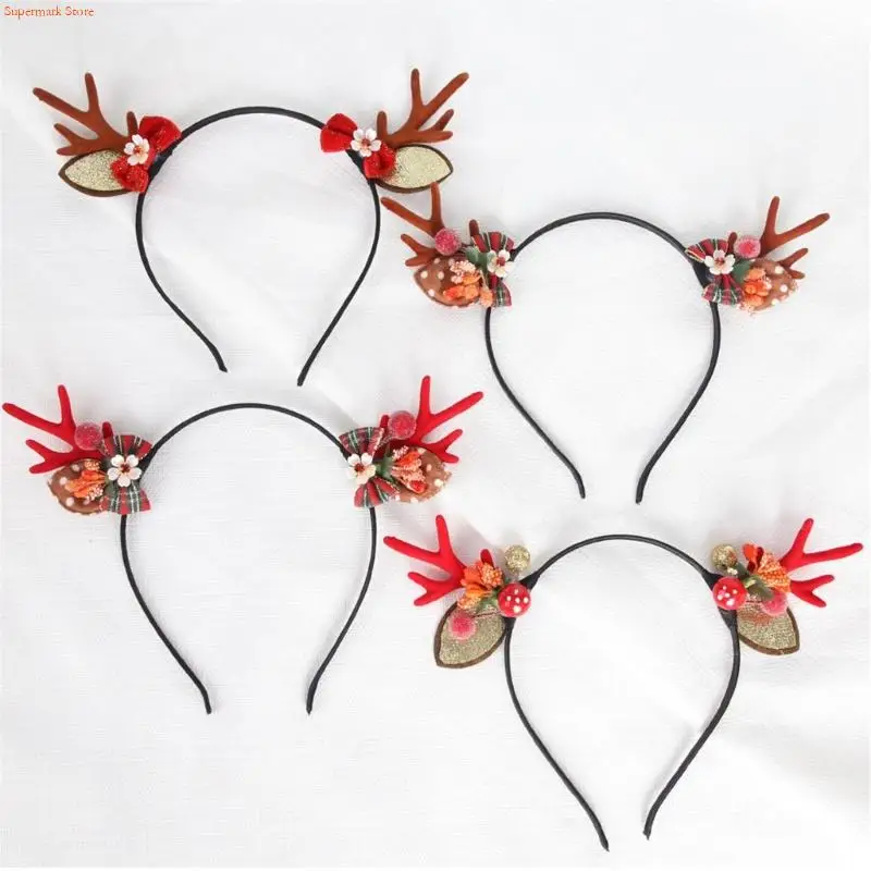 Q5WE Festives Antlers Headpiece For Family Matching Outfits Soft Plastic Hair Accessory Holiday Celebrations