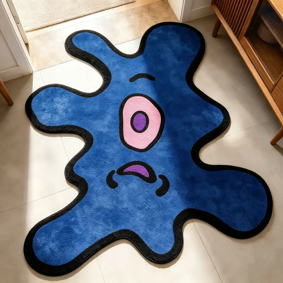 VIKAMA Street Style Single Eyed Monster Carpet, Washable Soft Non Slip Floor Mat, Bedroom Office Home Gift