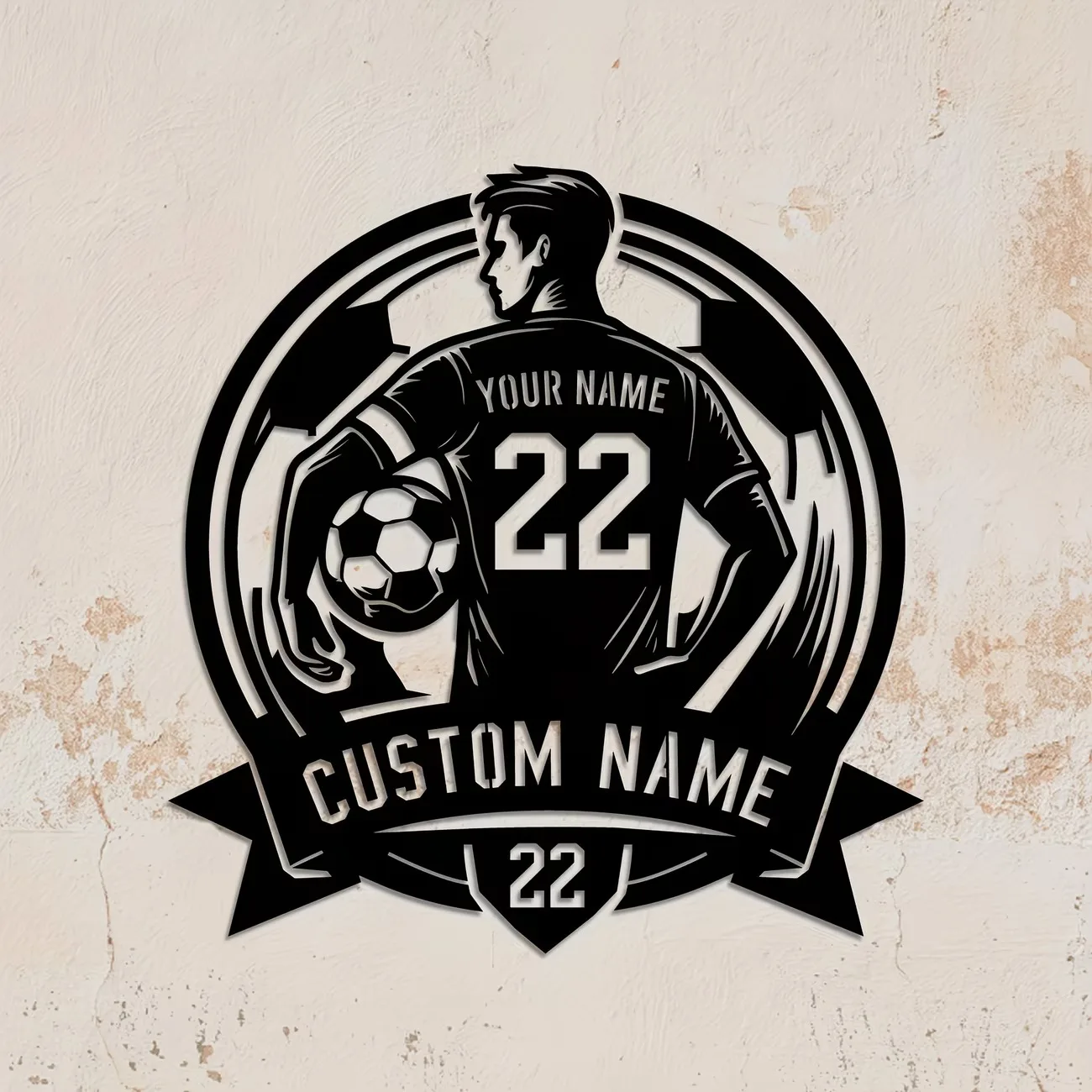 Custom Personalized Metal Sign Featuring a Soccer Player's Name, Custom Soccer Player Wall Art, Football Club Wall Decoration
