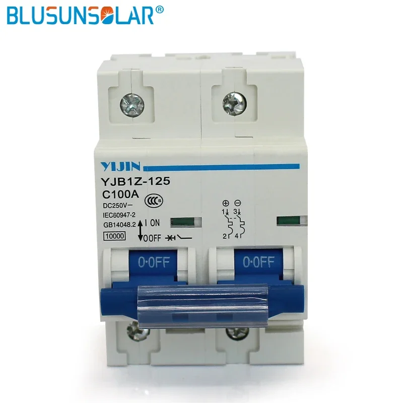 BLUSUNSOLAR Air Switch Power 2P 100A DC 440V Circuit Breaker YJB1Z-125 for Solar PV System