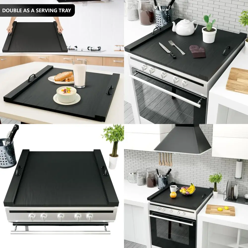 

Fits 29.5x22 Wood-Style Stove Cover for Electric & Gas Burners, Protects Glass Range Tops