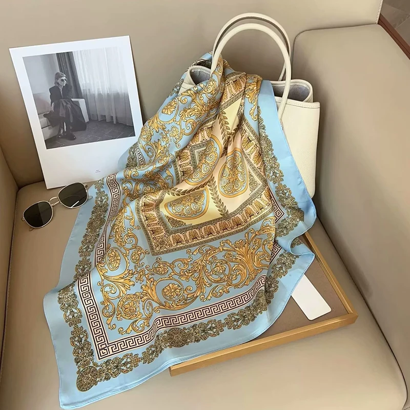 New Four Seasons Fashion Print Silk Square Scarf 70x70cm Fashionable Four Seasons Headband Luxury Sunscreen Shawl Bandannas