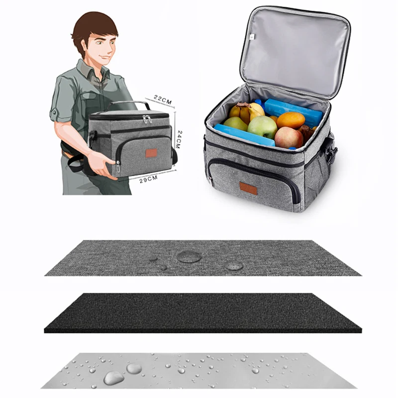 Lightweight Leakproof Cooler Bag Food Can Thermal Insulated Bags Portable Lunch Cooler Tote for Beach, Picnic, Work, School
