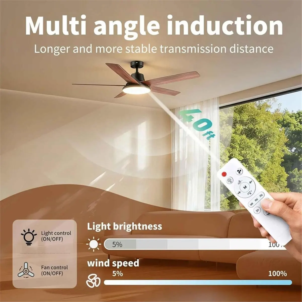 DT75BG Ceiling Fans Remote Control for THINKKEEN,OLX,FanLito, Universal Basic Remote Controller with Light and Sleep Mode