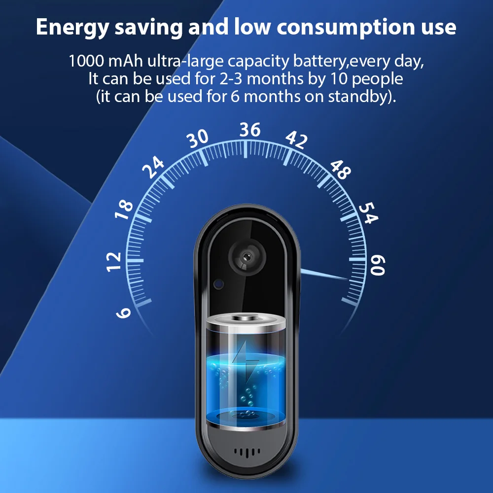 Smart Doorbell Ring Door Camera Wireless Intelligent Video Bell Camera 125 Degree Wide-angle Lens Bidirectional Visual Intercom