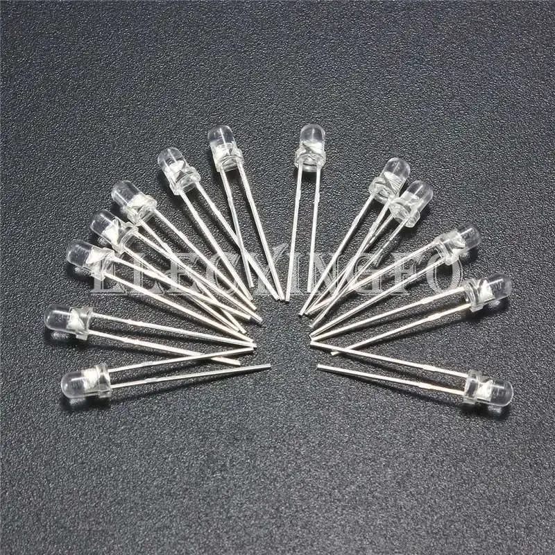 100 قطعة/1000 قطعة F3/F5 رأس مستدير LED 3 مللي متر/5 مللي متر صمام ثنائي باعث للضوء ، عدسة ضوء ساطعة اللون الأبيض إلى 8 أنواع من الألوان المتاحة LED