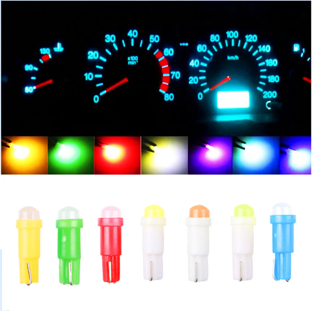 10Pcs T5 C0B Car Dashboard Light Indicator Light W1.2W W3W LED 1SMD Reading Light Instrument Lamp Bulb 4014 LED Super Bright