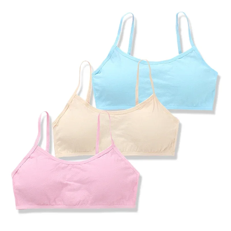 Girls Bra Sport Cotton Soild Underwear Teenagers Wireless Training Bra 8-14years