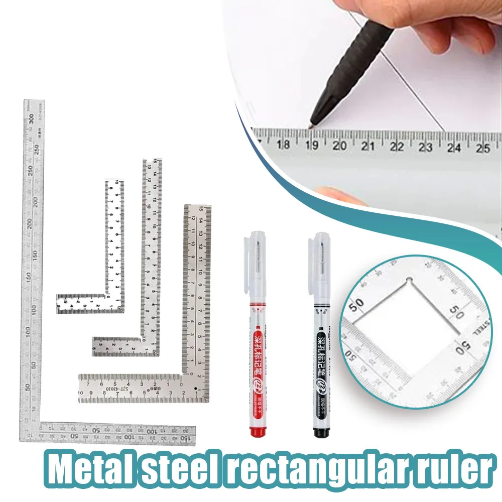 Regla en forma de L, regla cuadrada de 90 grados, Metal, acero, regla de carpintería, herramientas de medición, medidores, herramientas de medición, construcción