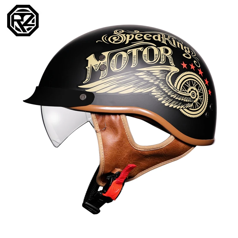 Casco de motocicleta para hombre y mujer, medio casco retro, universal, verano, cuatro estaciones