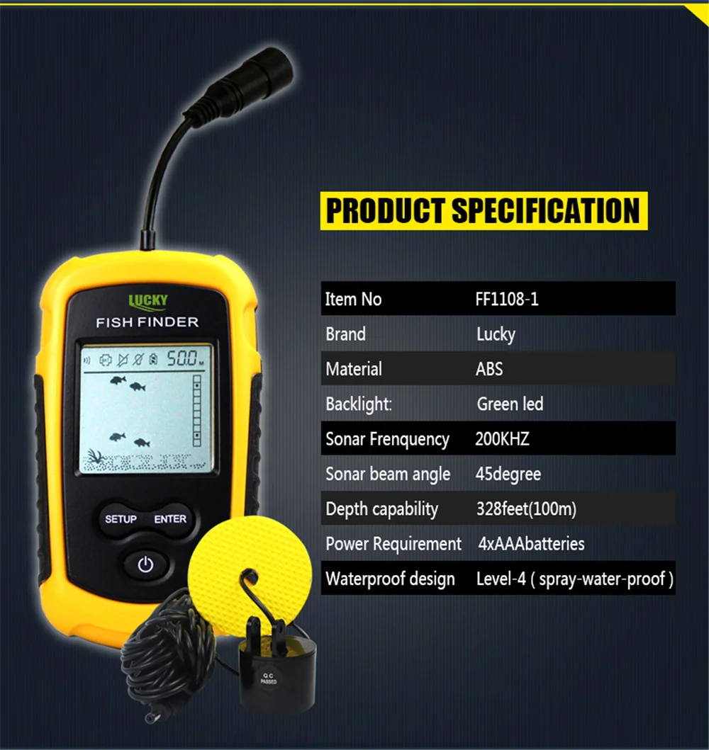FF1108-1 เครื่องวัดความลึกสำหร - Fish Finder Transducer 200Khz บทวิจารณ์และราคา