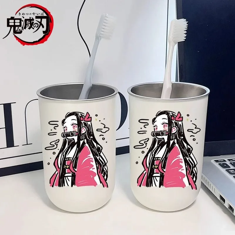 شيطان القاتل أنيمي الكرتون Nezuko طالب عنبر غسول الفم فرشاة الأسنان كوب الرجال والنساء موضة شخصية كوب السفر
