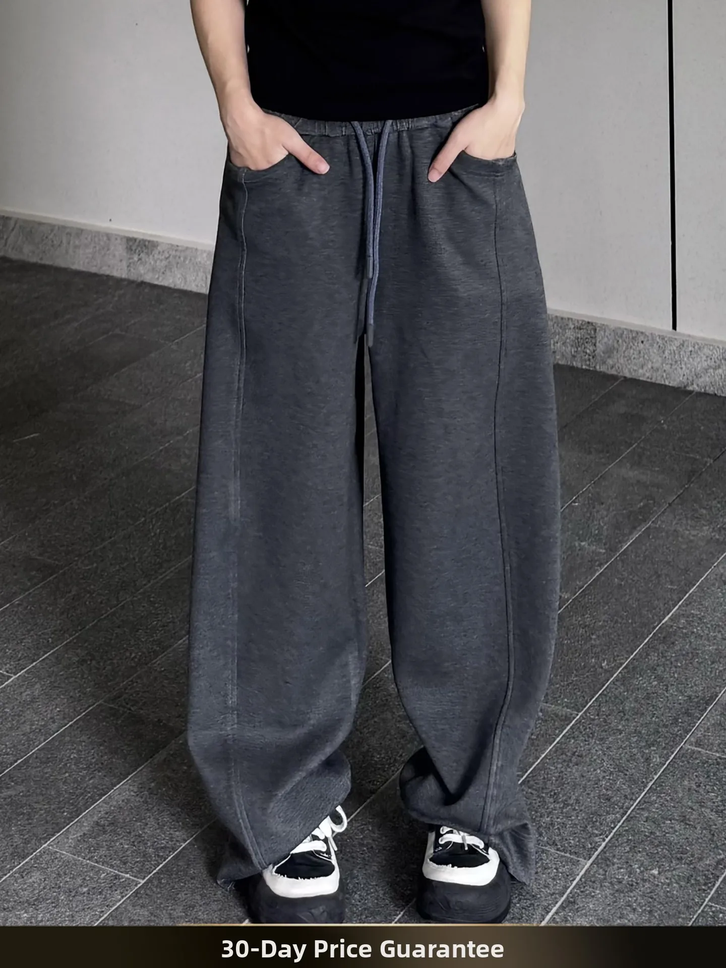 

American Sle Retro Pure Color Simple Straight Blade Sweatpants Loose Autumn Sports Wide Leg Long Pants Casual Trousers