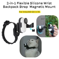 2-in-1 Flexible Silicone Wrist Backpack Strap 360° Rotation Magnetic Holer Mount for Insta360 GO 3/3S Thumb Camera Bracket Stand