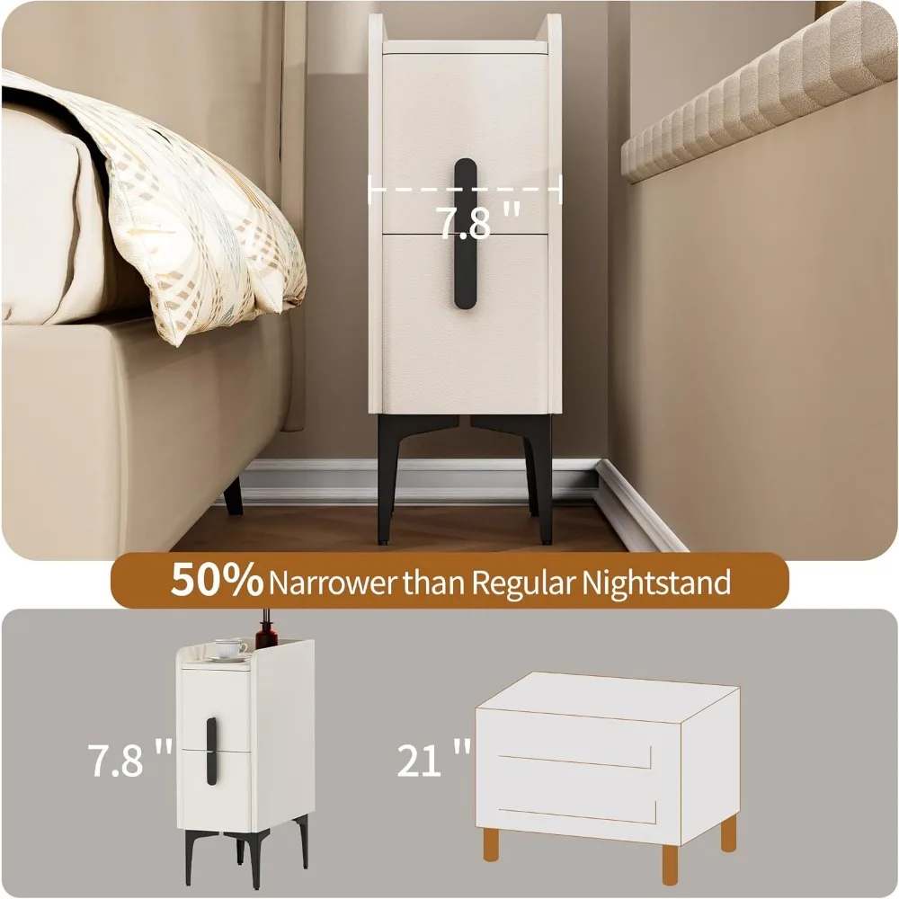 منضدة رفيعة من الجلد مع درجين لغرف النوم والمساكن والمكان المعيشة #5